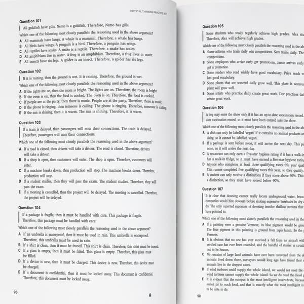 A practice set page showing numbered multiple choice questions in two columns